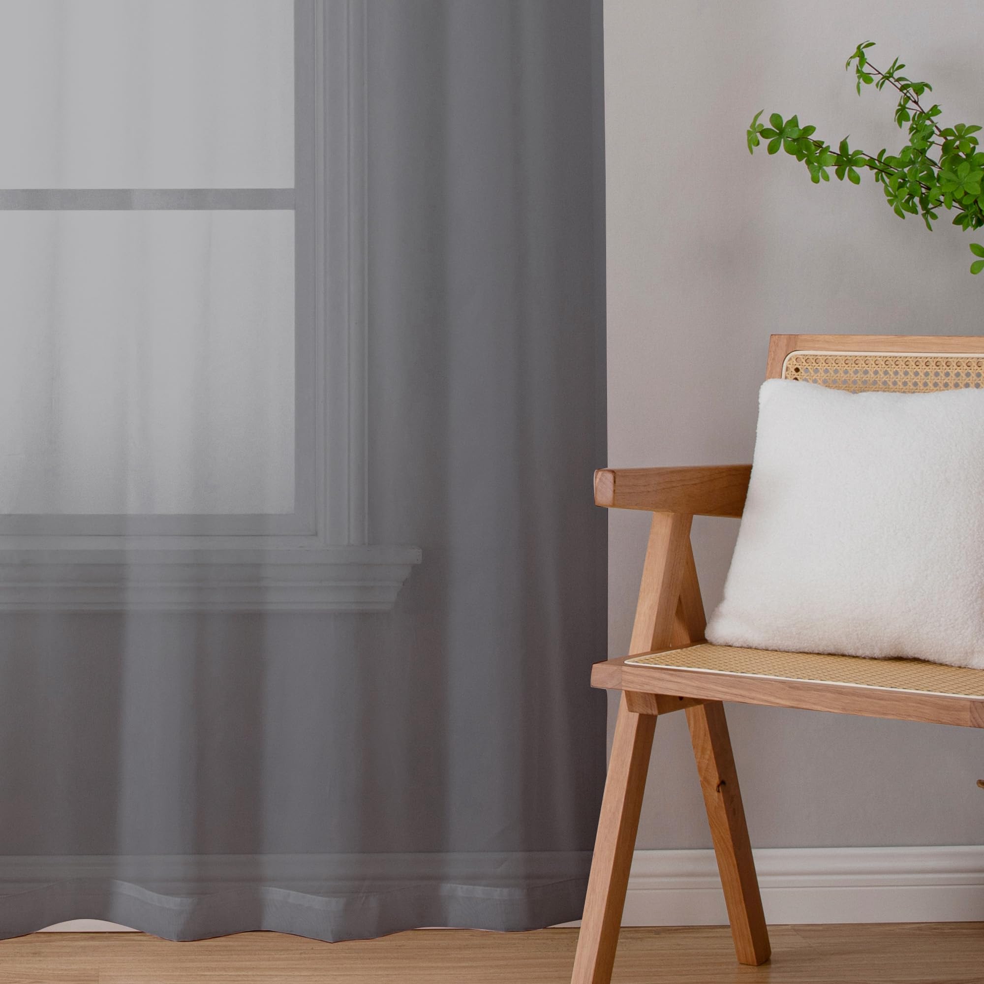 Sheer Charcoal Grey Curtains 90 inches Long 2 Panels (2 Count)