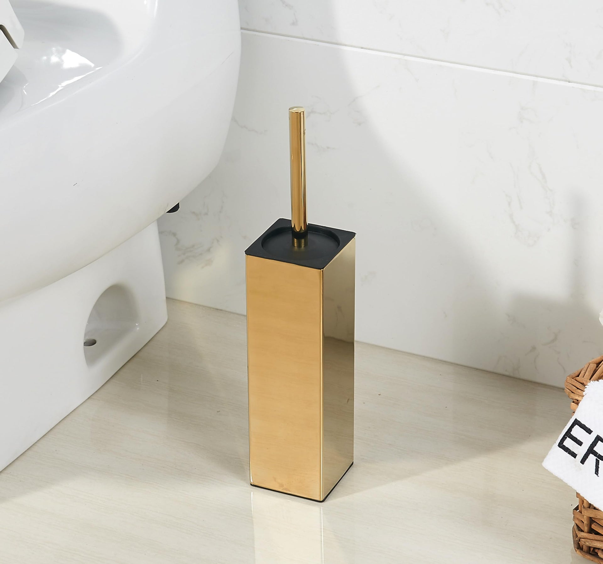 Square Toilet Brush with Holder
