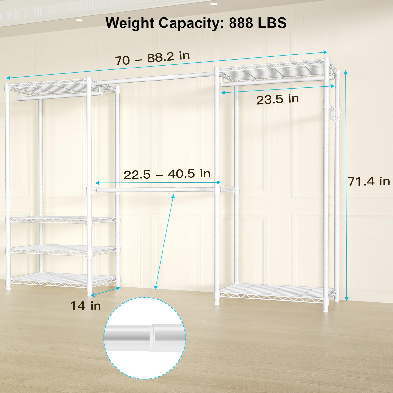 E1 Heavy Duty Closet Garment Rack