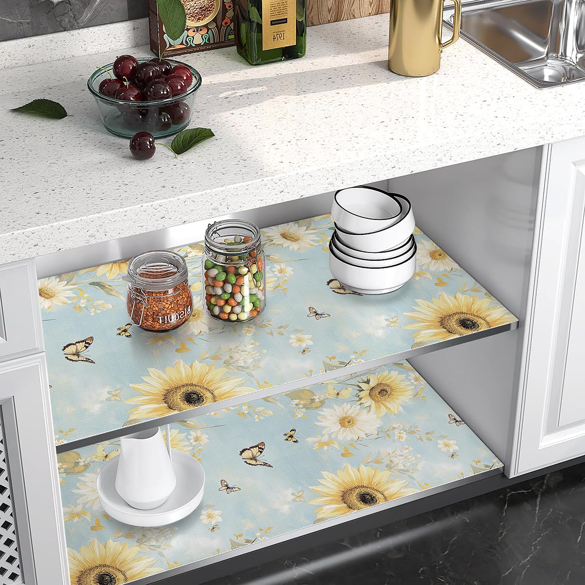Floral Shelf Liner Non Adhesive Kitchen Drawer Liner 12in x 16.4ft