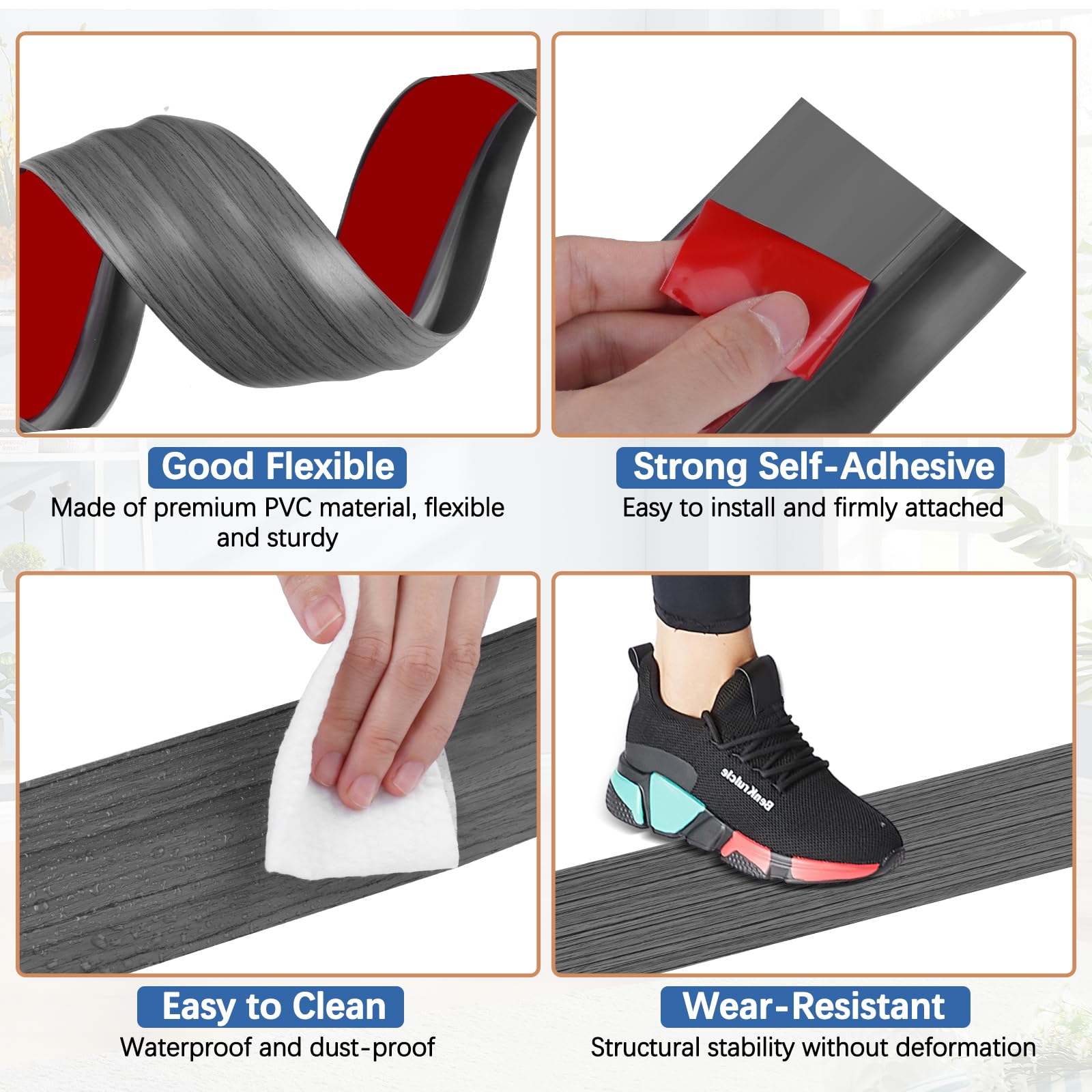 Vinyl Floor Transition Strip Self Adhesive Door Threshold Strip