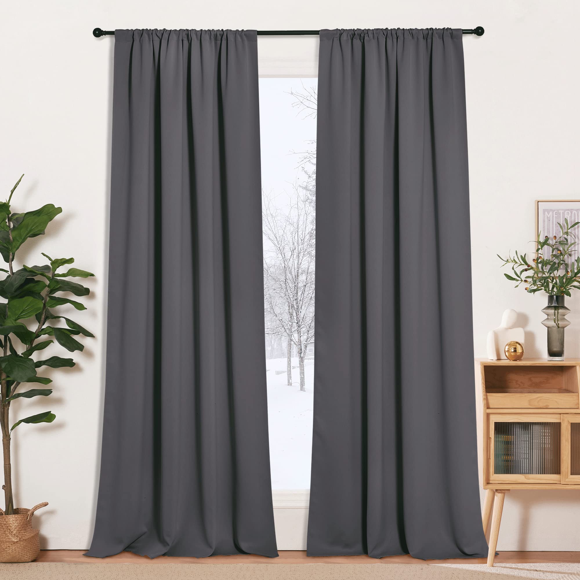 Blackout Curtains for Bedroom Living Dining Room 102 inches Long (2 Count)