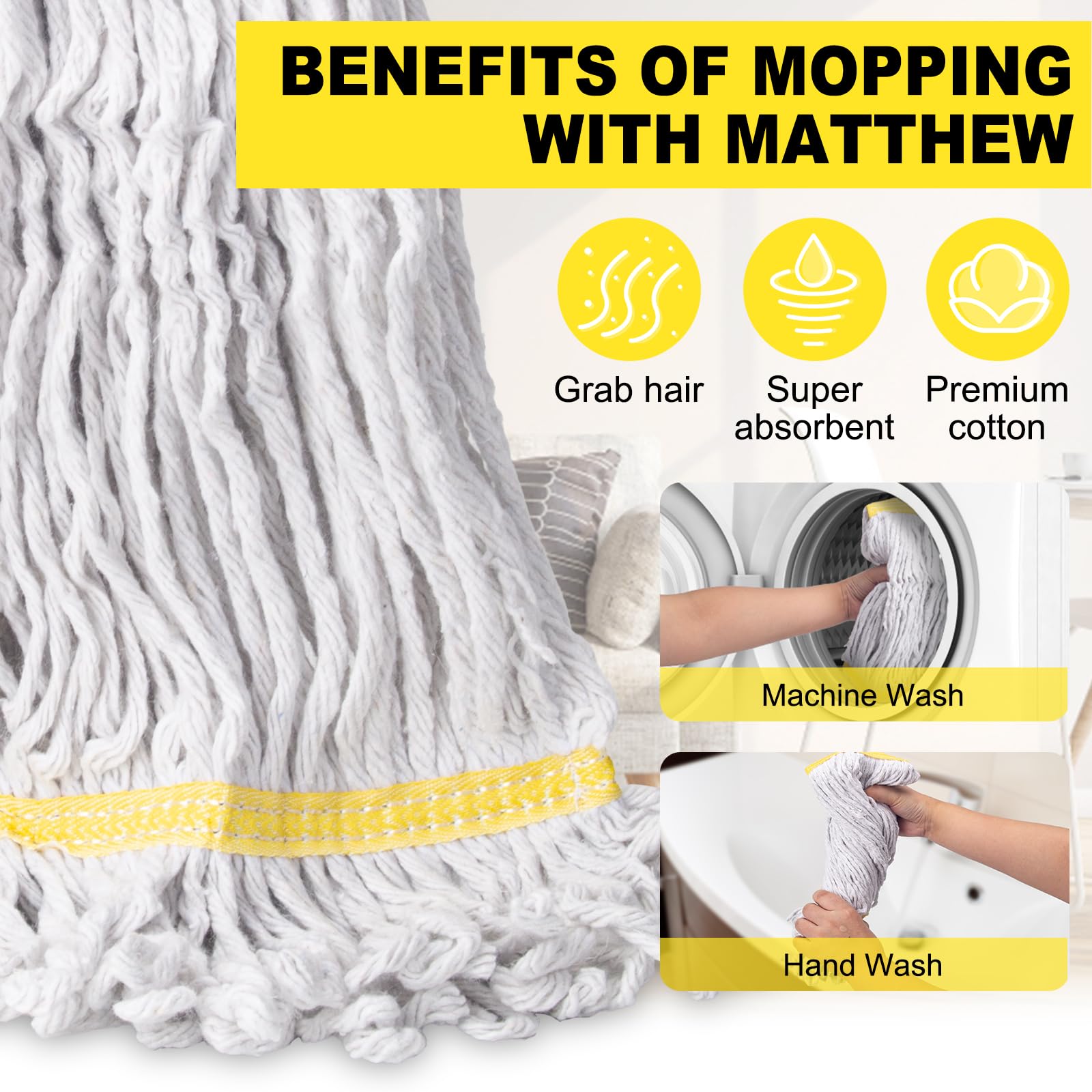 3 Pack Heavy Duty Commercial Mop Head Replacement - ModHome Supplies