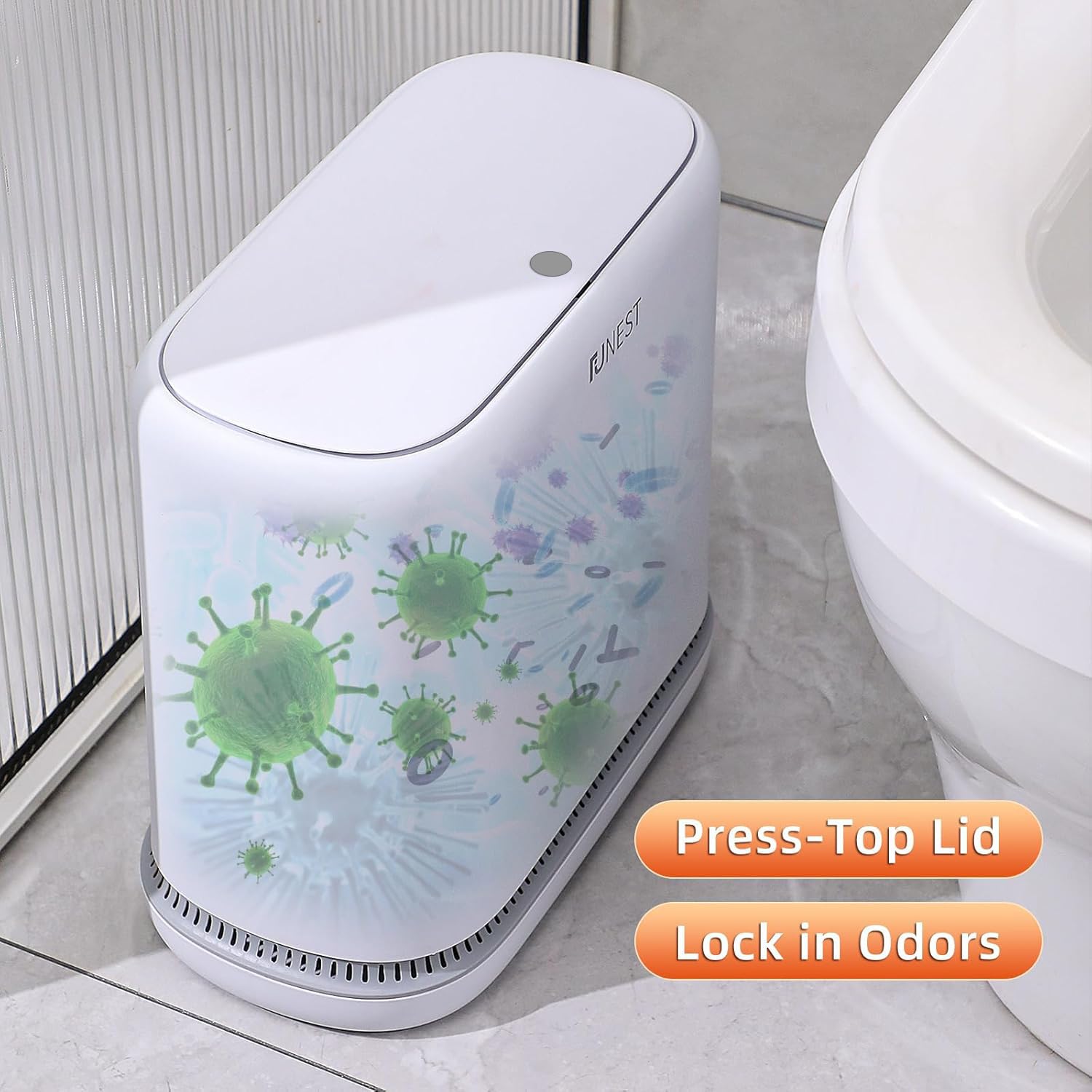3.3 Gallon Bathroom Trash Can with Push Lid