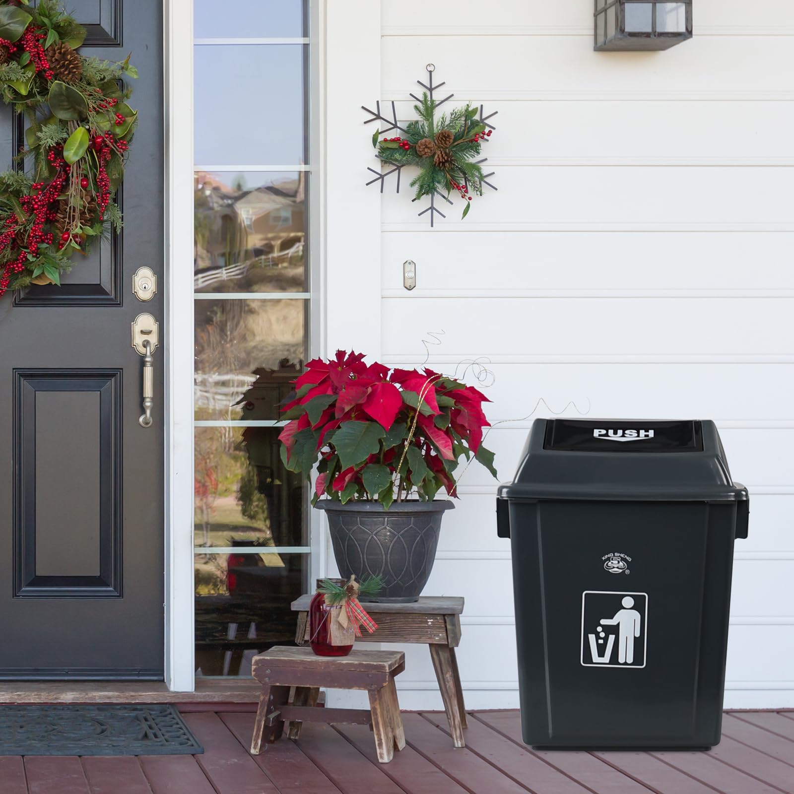 6 Gallon Office Trash Can with Swing Top Lid (4 Count)
