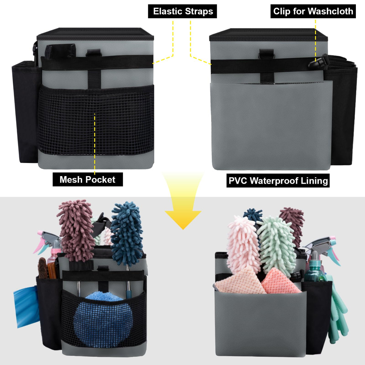 Wearable Large Cleaning Caddy Bag for Housekeepers