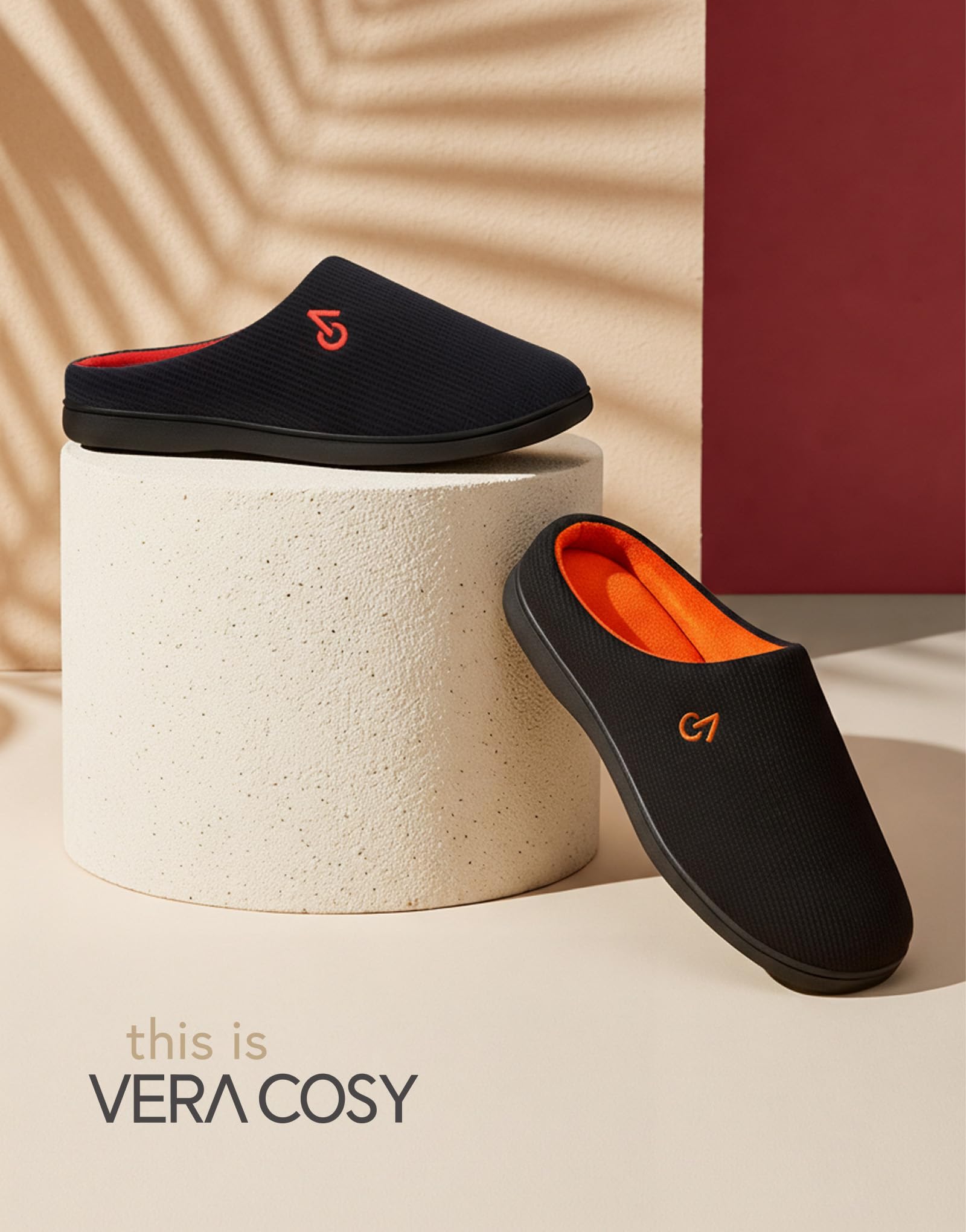 Men's Two Tone Cozy House Slippers Orange