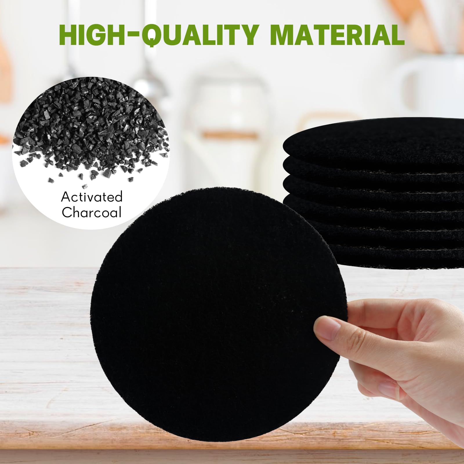 12 Pack 6.7 Inch Round Compost Bin Charcoal Filters (12 Count)
