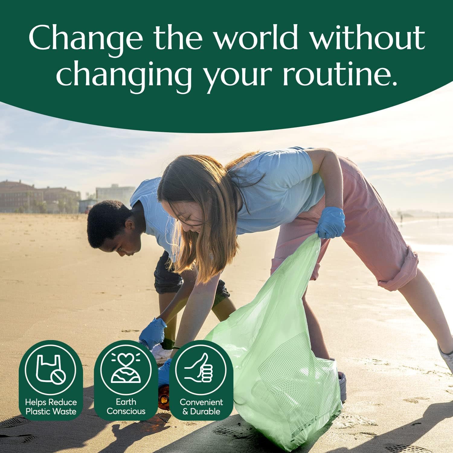 Compostable* Waste Bags with Drawstring (25 Count)