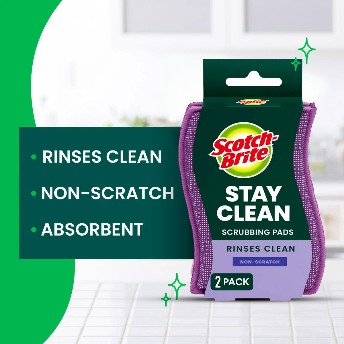 Scotch Brite Stay Clean Scrubber Pads (12 Count)