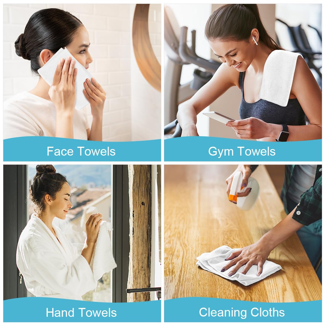 Wash Cloths Face Towels 12x12 Inch 10 Pack (10 Count)