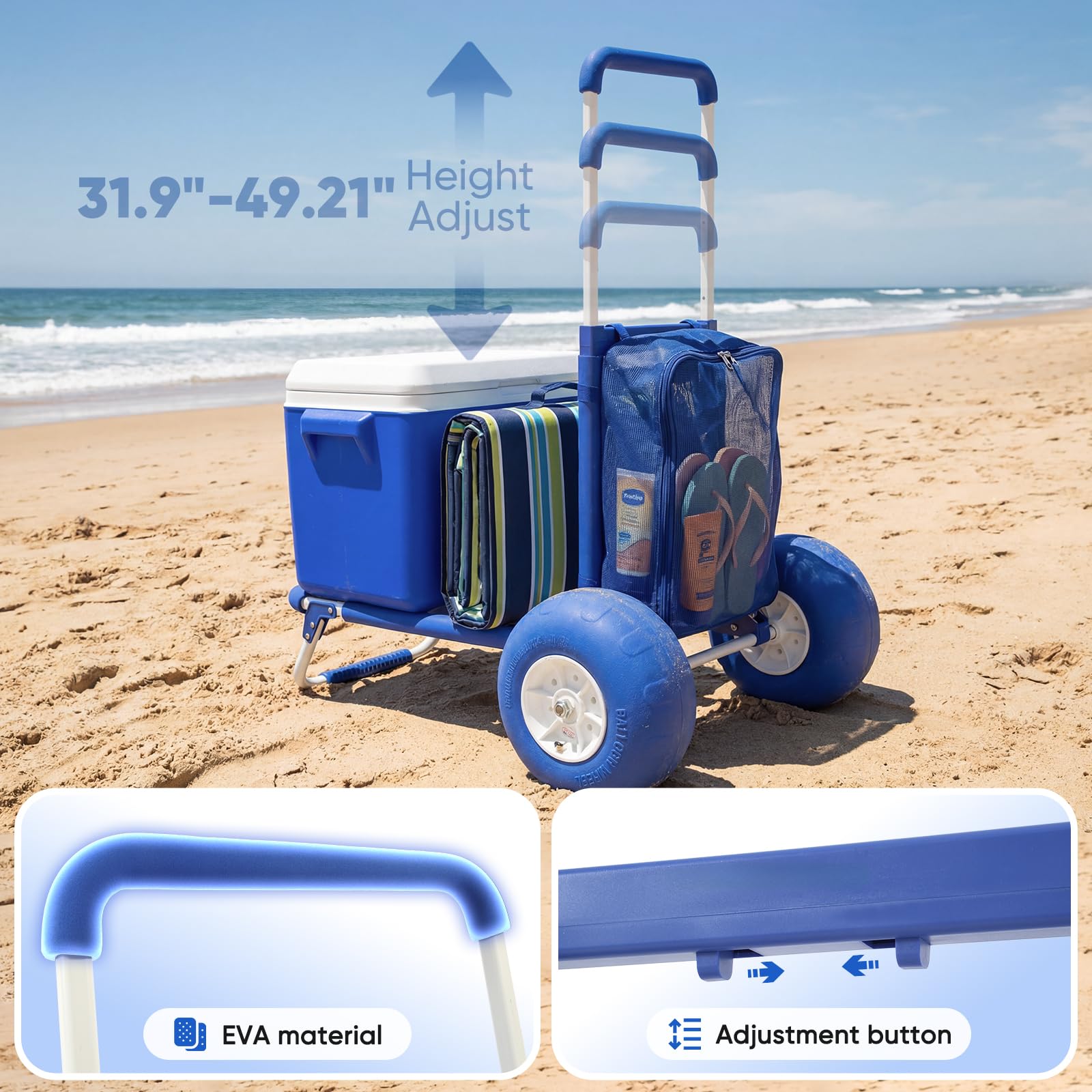 Beach Wagon with 12" Big Wheels for Sand