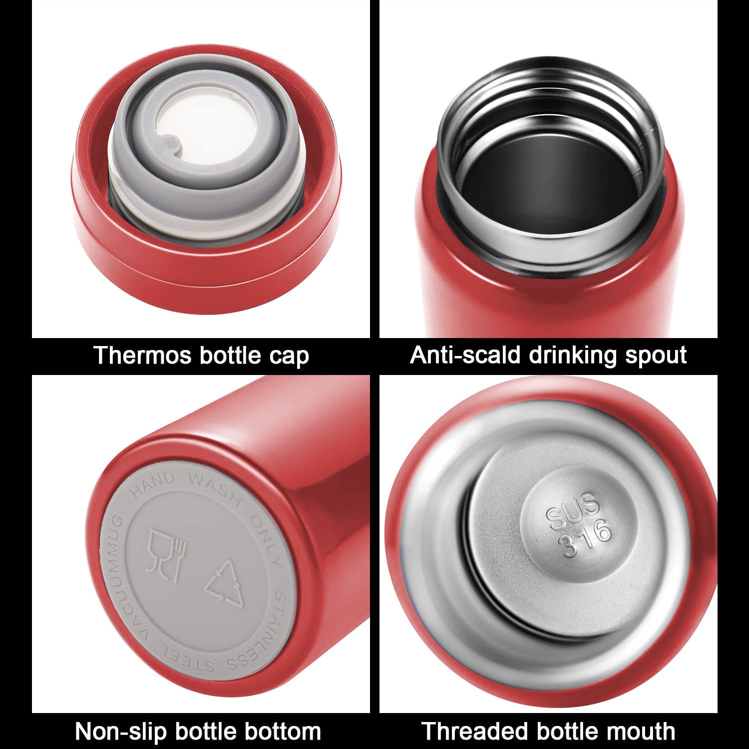 10oz Mini Water Bottle Stainless Steel Thermos Small Flask
