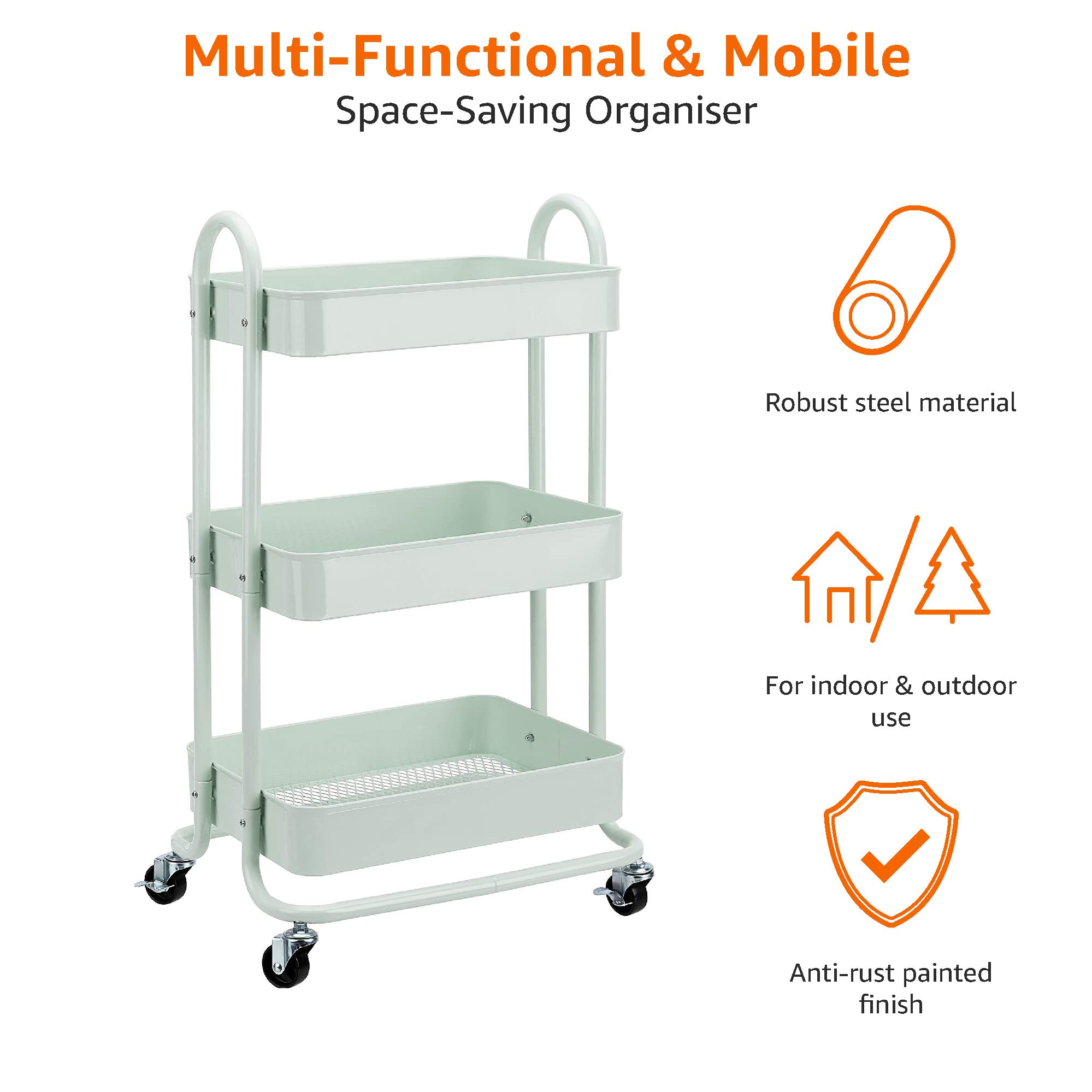 3 Tier Metal Rolling Utility Cart