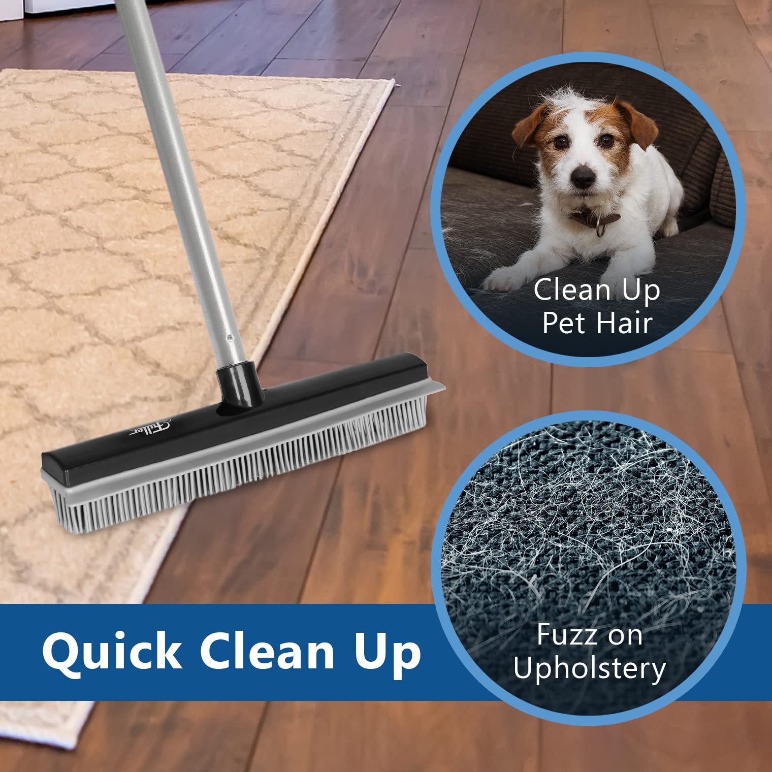 Rubber Broom for Carpets Floors Stairs Upholstery
