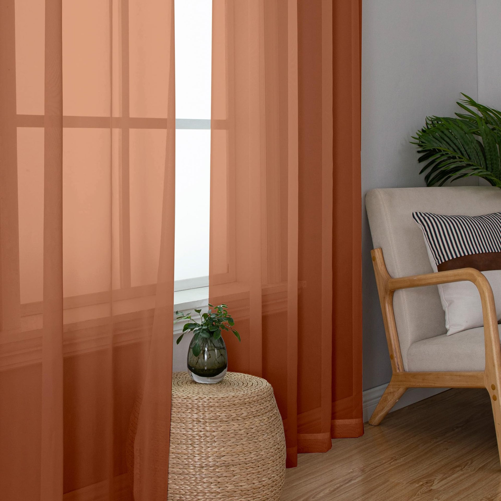 Sheer Curtains 63 Inch Length 2 Panels (2 Count)