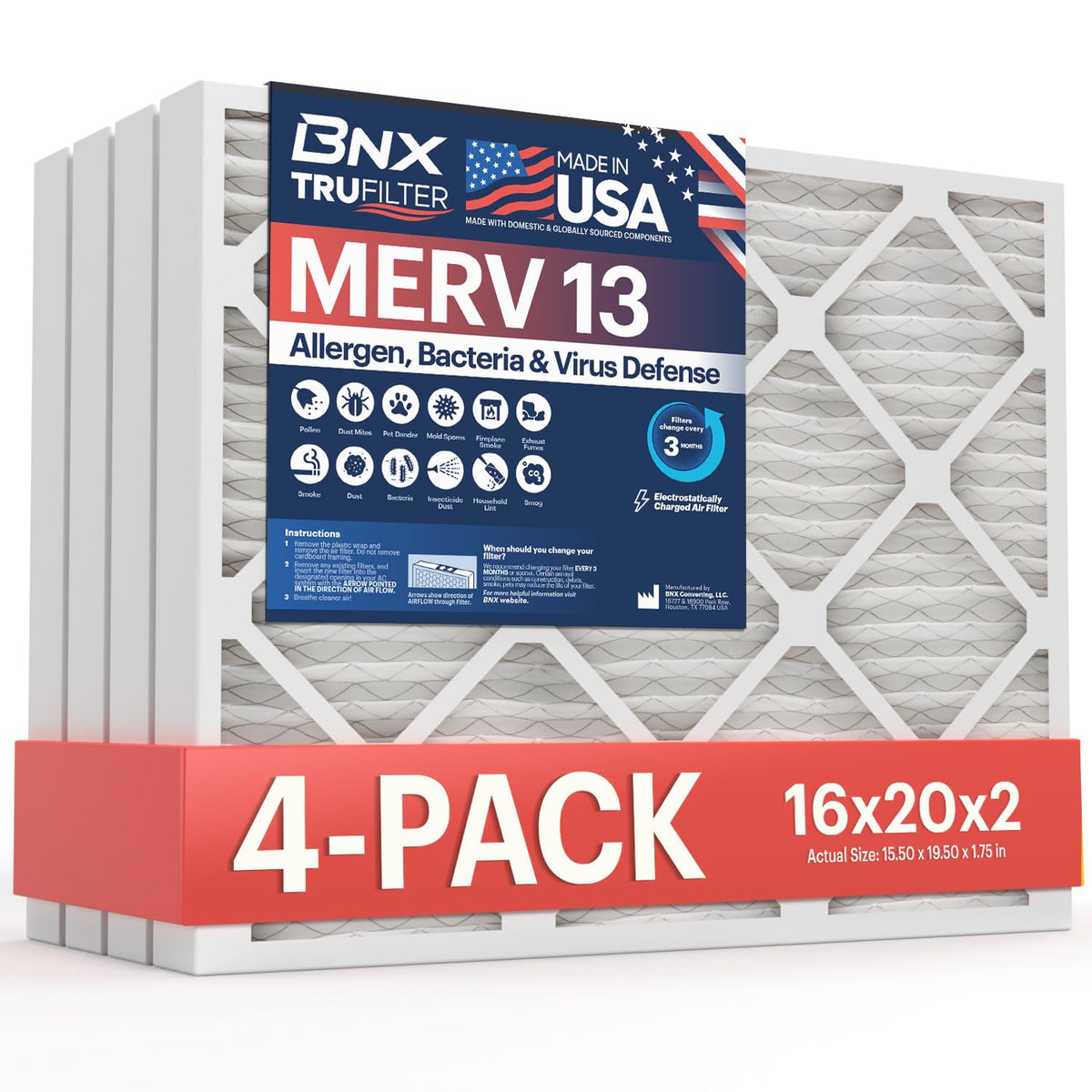 TruFilter 16x20x2 MERV 13 (4 Count)