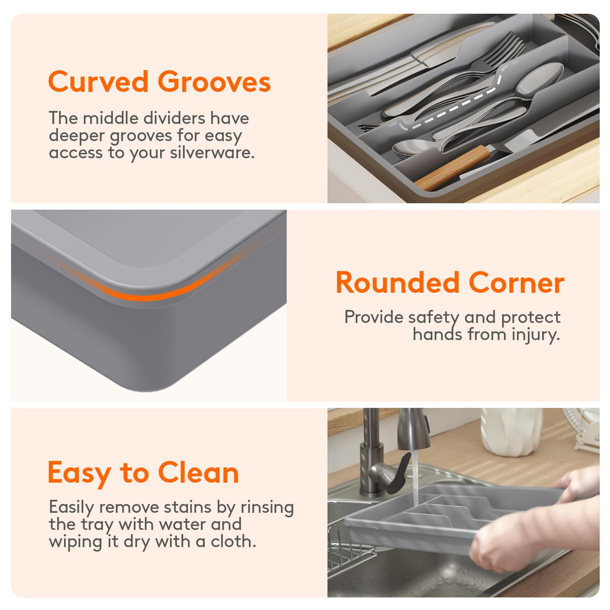 Silverware Drawer Organizer Tray
