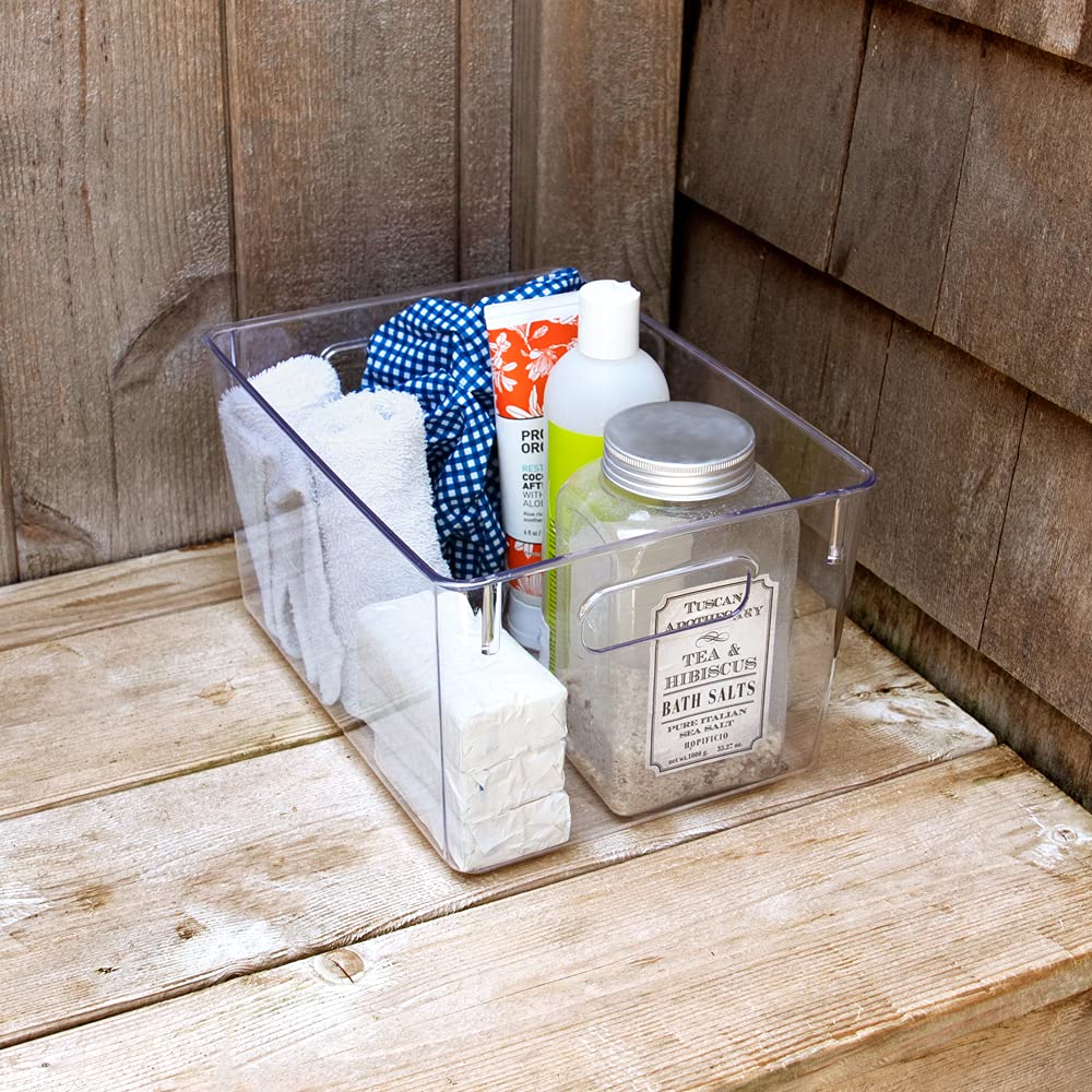 3 Pack Medium Clear Storage Bins with Handles (3 Count)