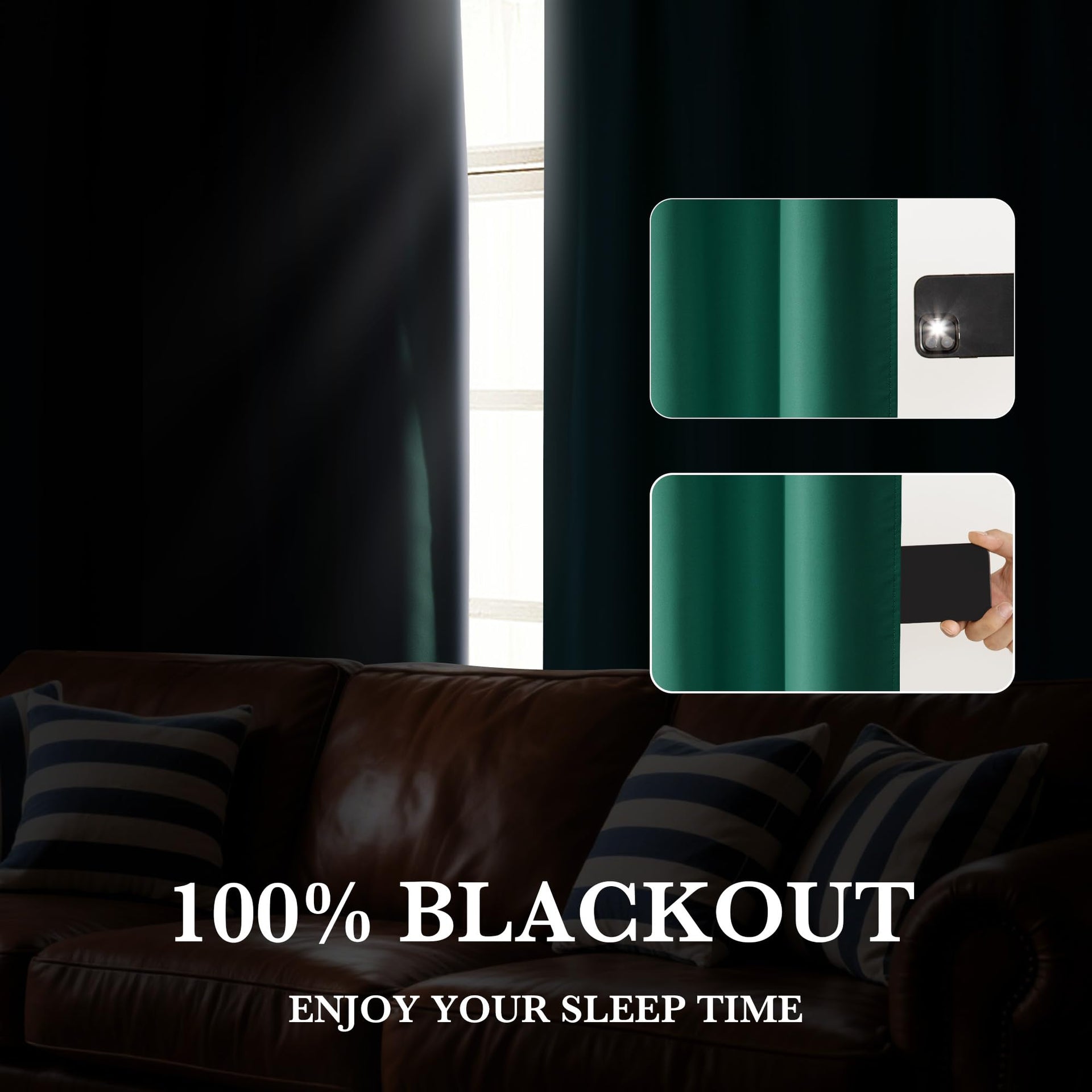 100% Blackout Short Curtains for Small Window (2 Count)