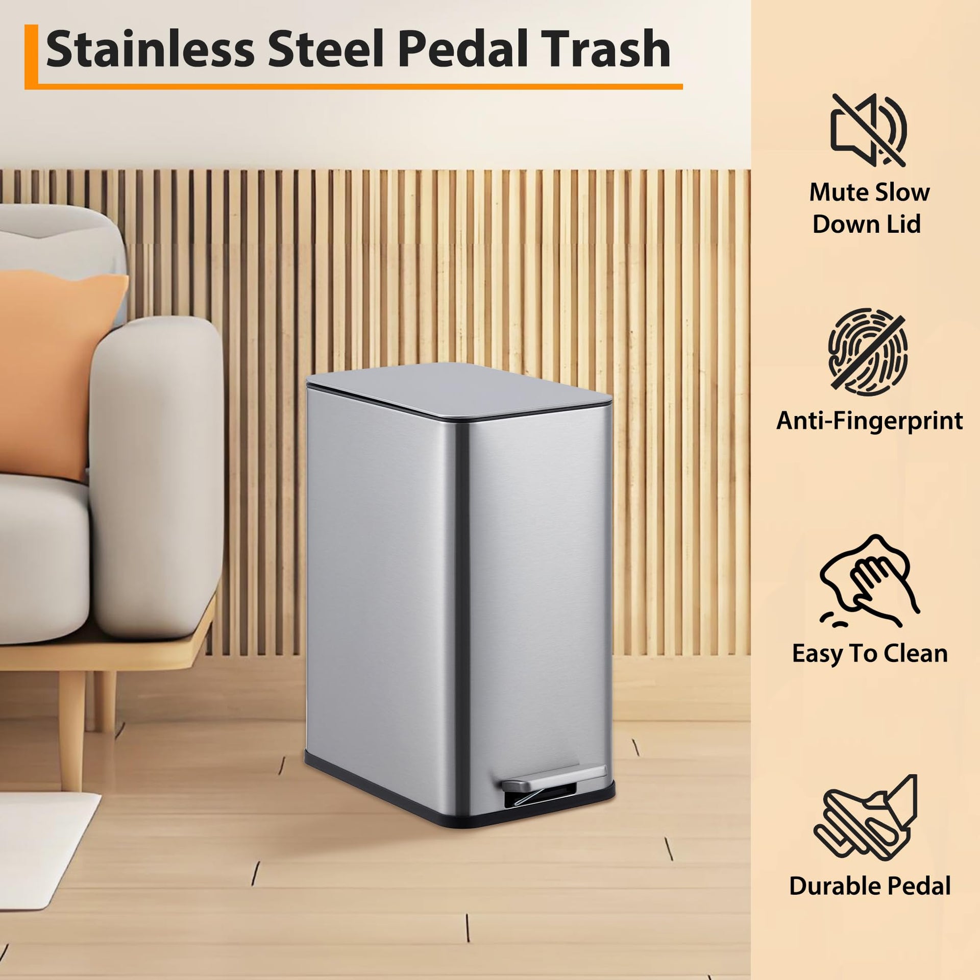 2.6 Gallon Kitchen Trash Can