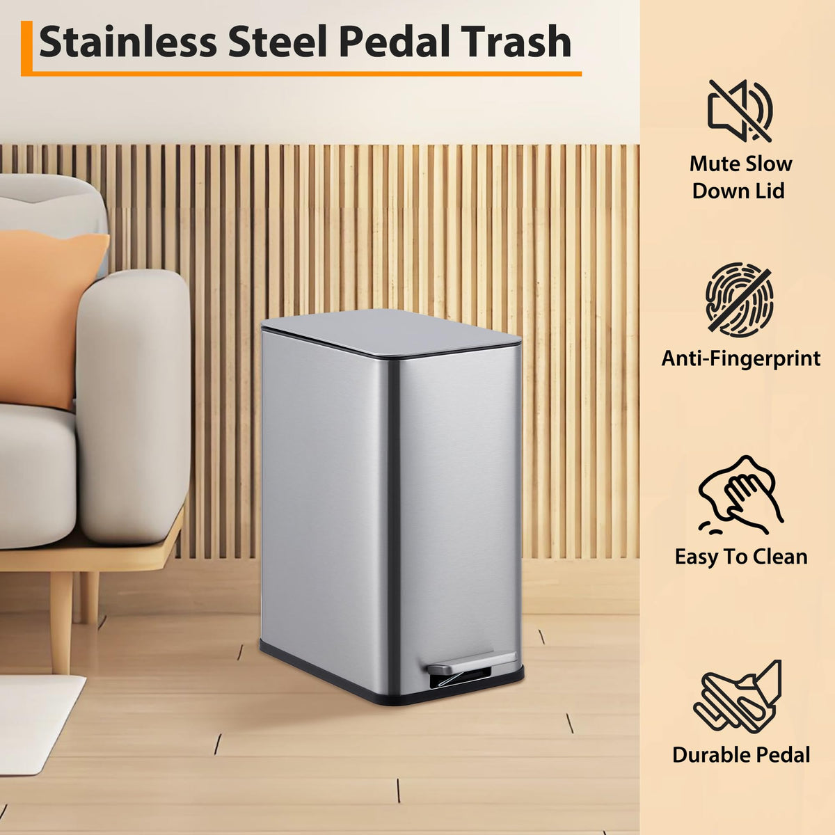 2.6 Gallon Kitchen Trash Can