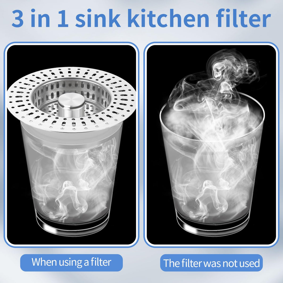 Upgraded 3 in 1 Kitchen Sink Drain Filter (2 Count)