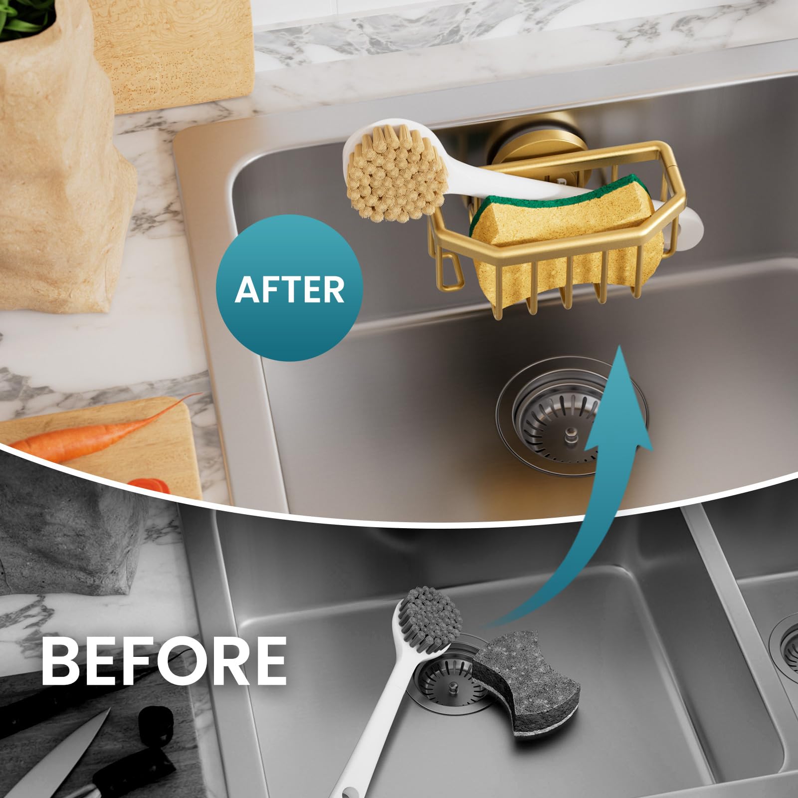 Sponge Holder for Kitchen Sink with Suction Cup