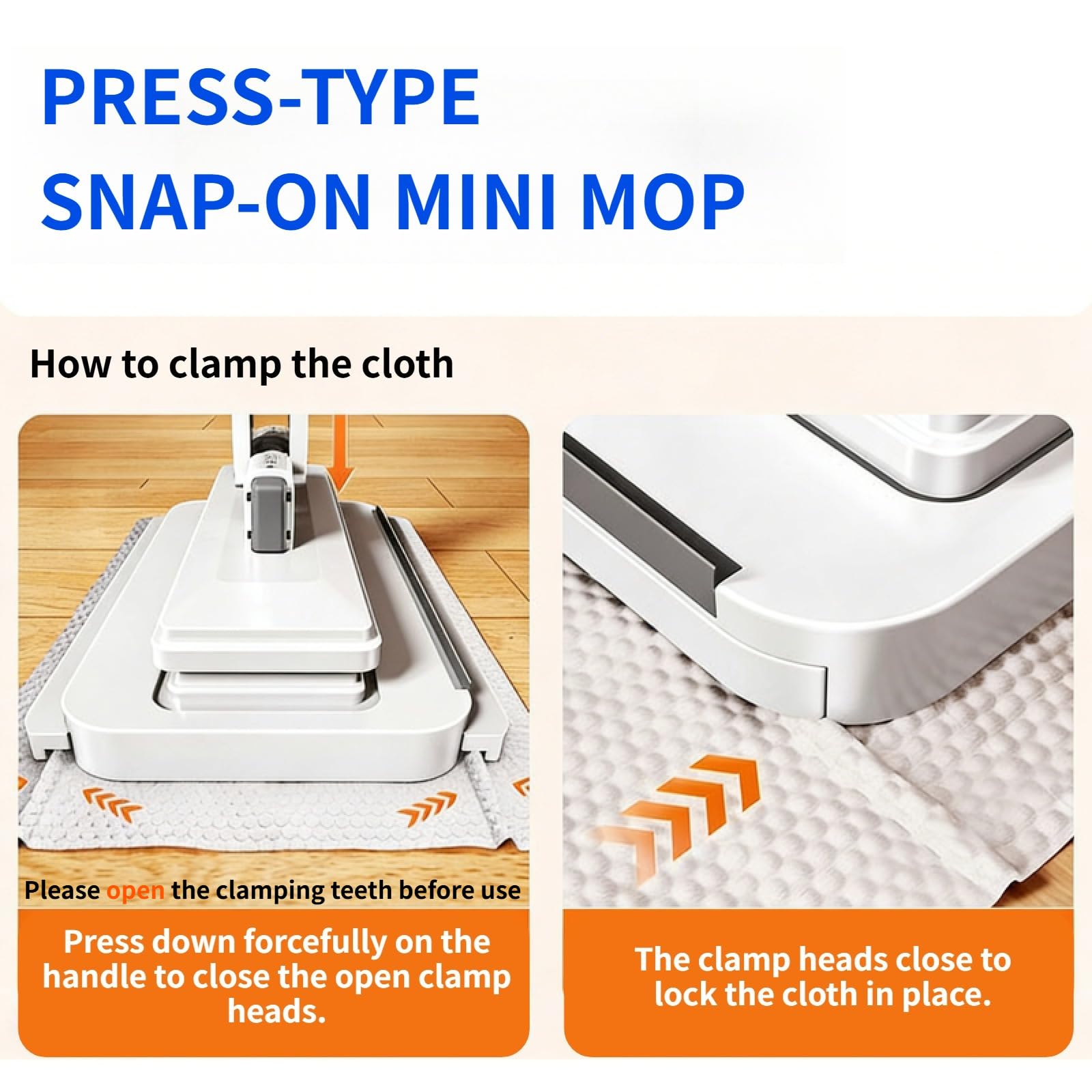 Mini Sized Snap Mop with 10 Reusable Cloths for House Cleaning