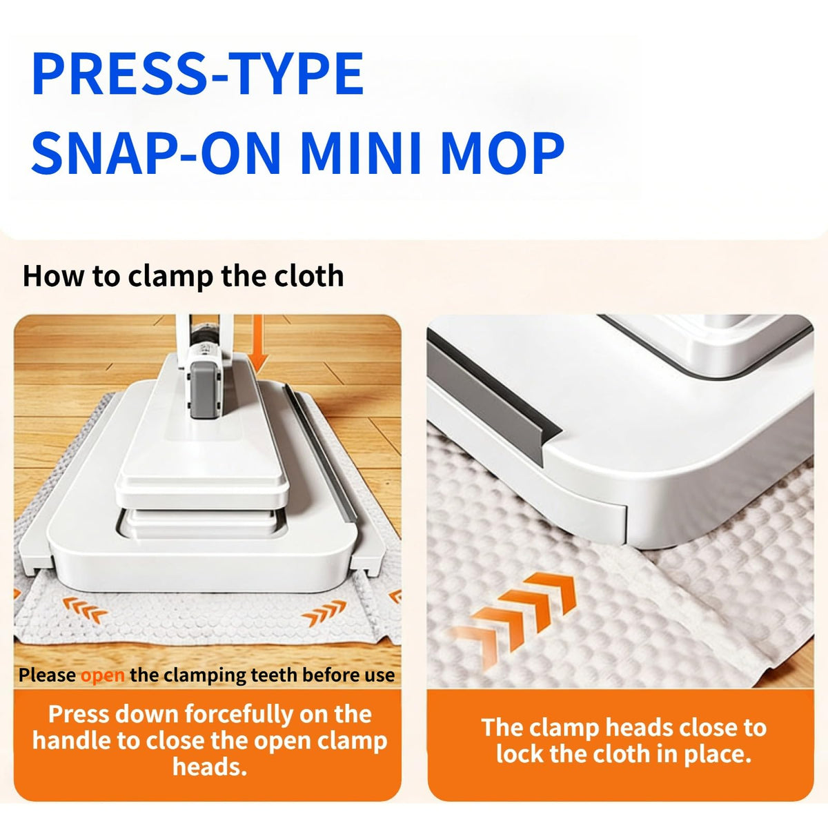 Mini Sized Snap Mop with 10 Reusable Cloths for House Cleaning