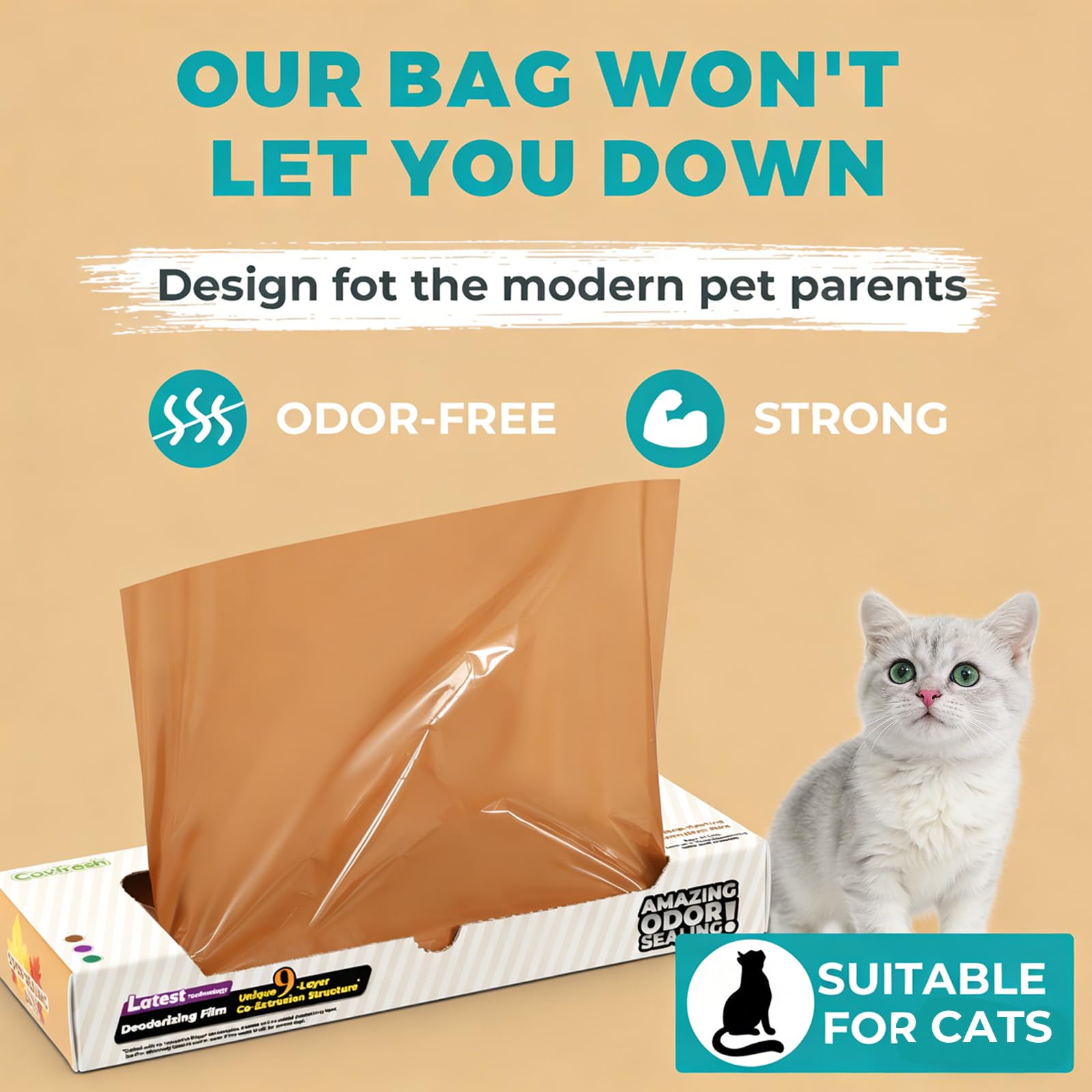 Odor Blocking Cat Litter bags for Poop (90 Count)