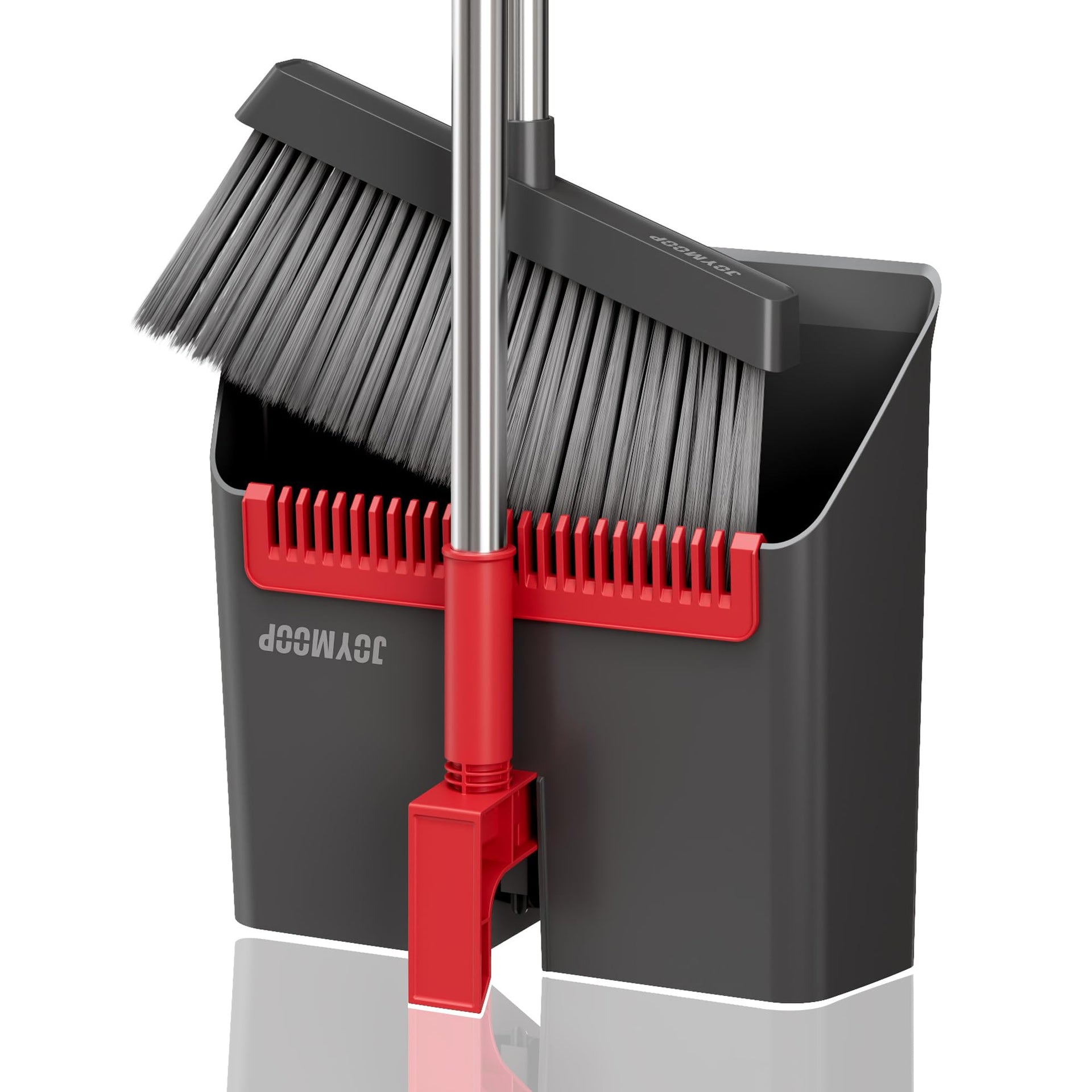 Black and Red Broom and Dustpan Set