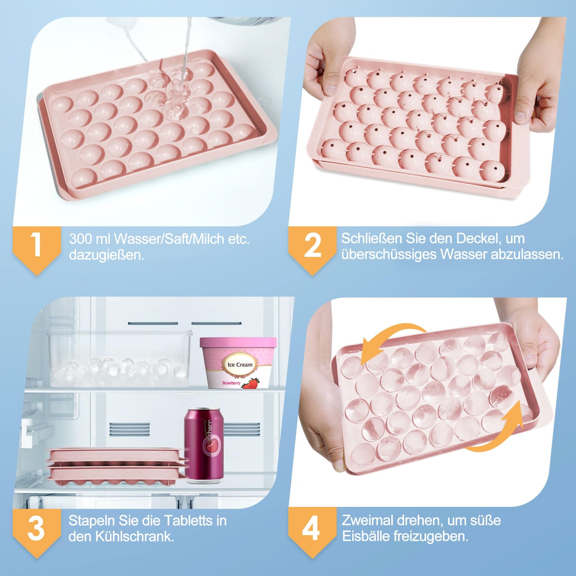 Ice Cube Tray with Lid and Bin