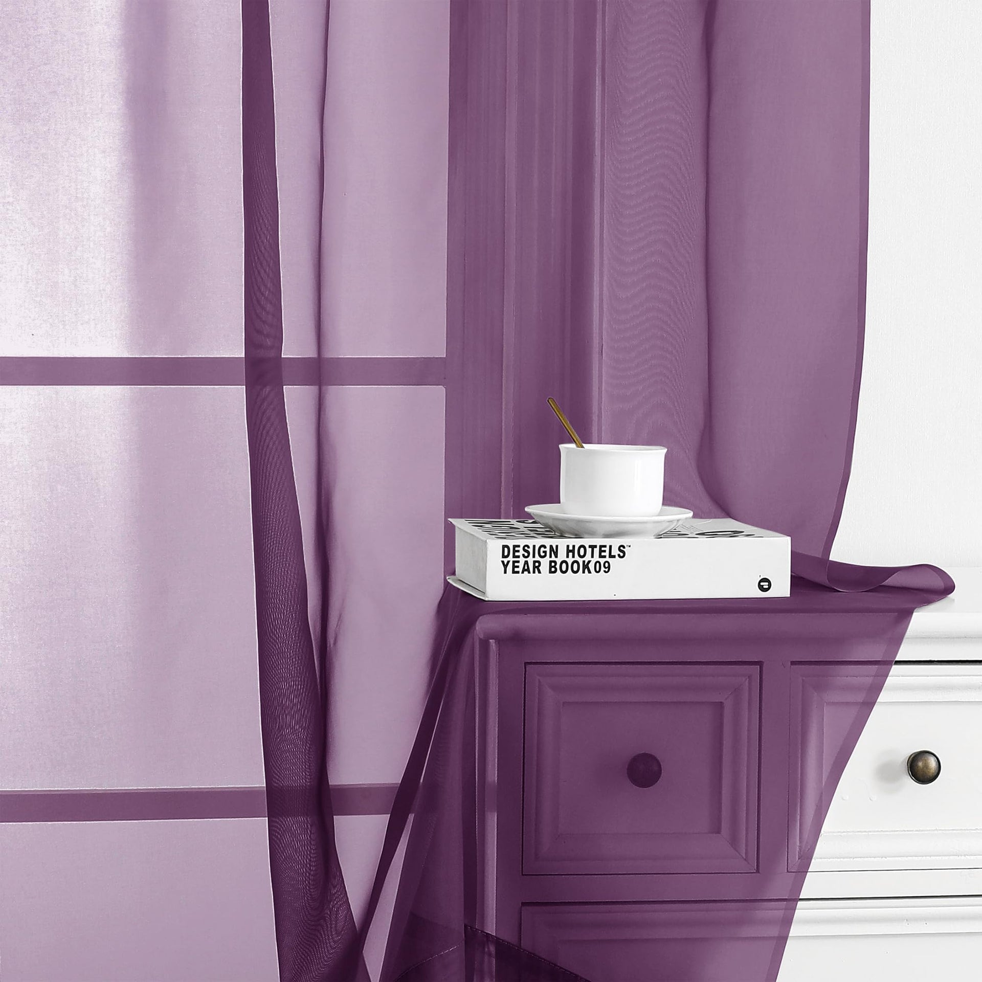 Sheer Curtains 63 Inch Length 2 Panels (2 Count)
