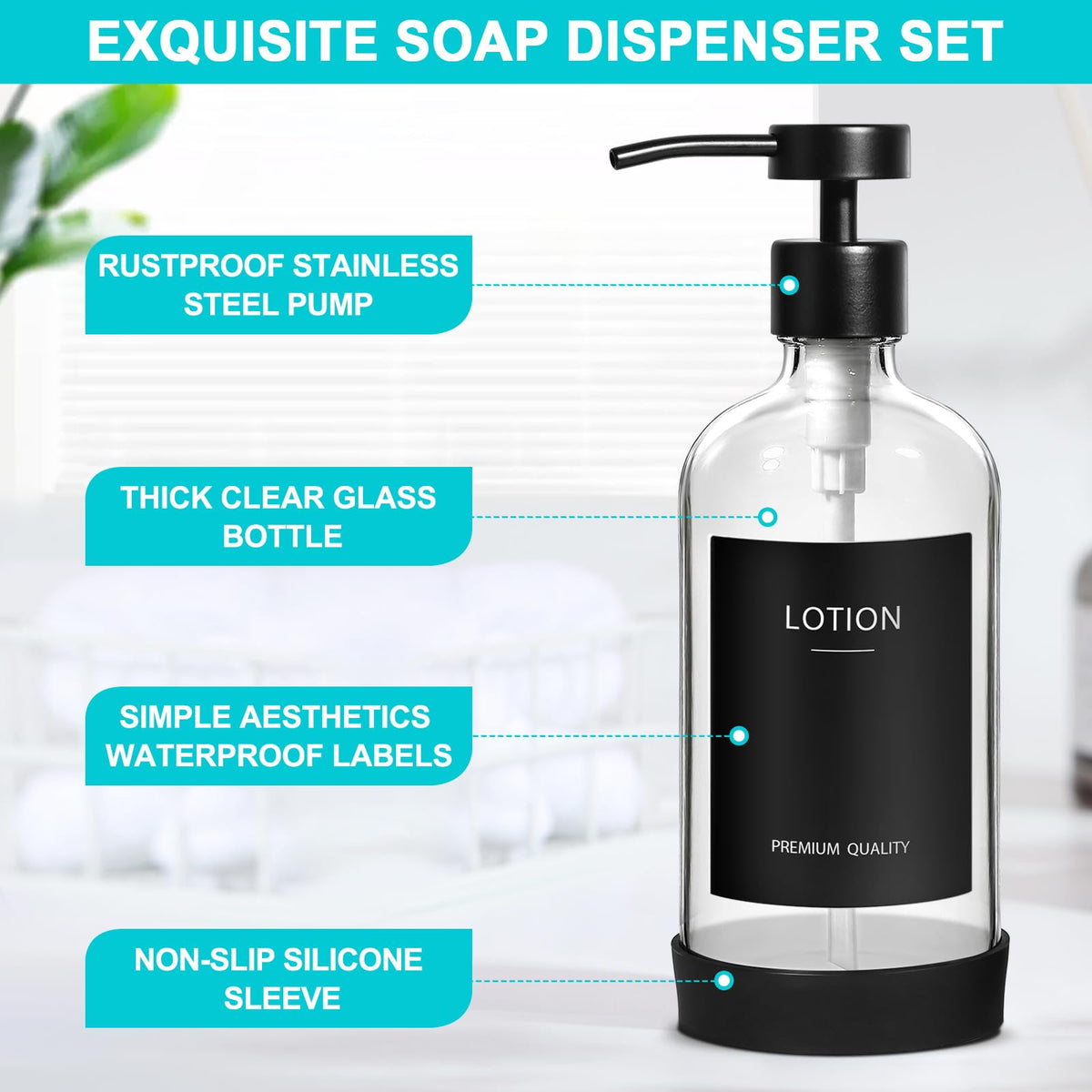 Clear Soap Dispenser 2 Pack (16.9 Fl Oz)