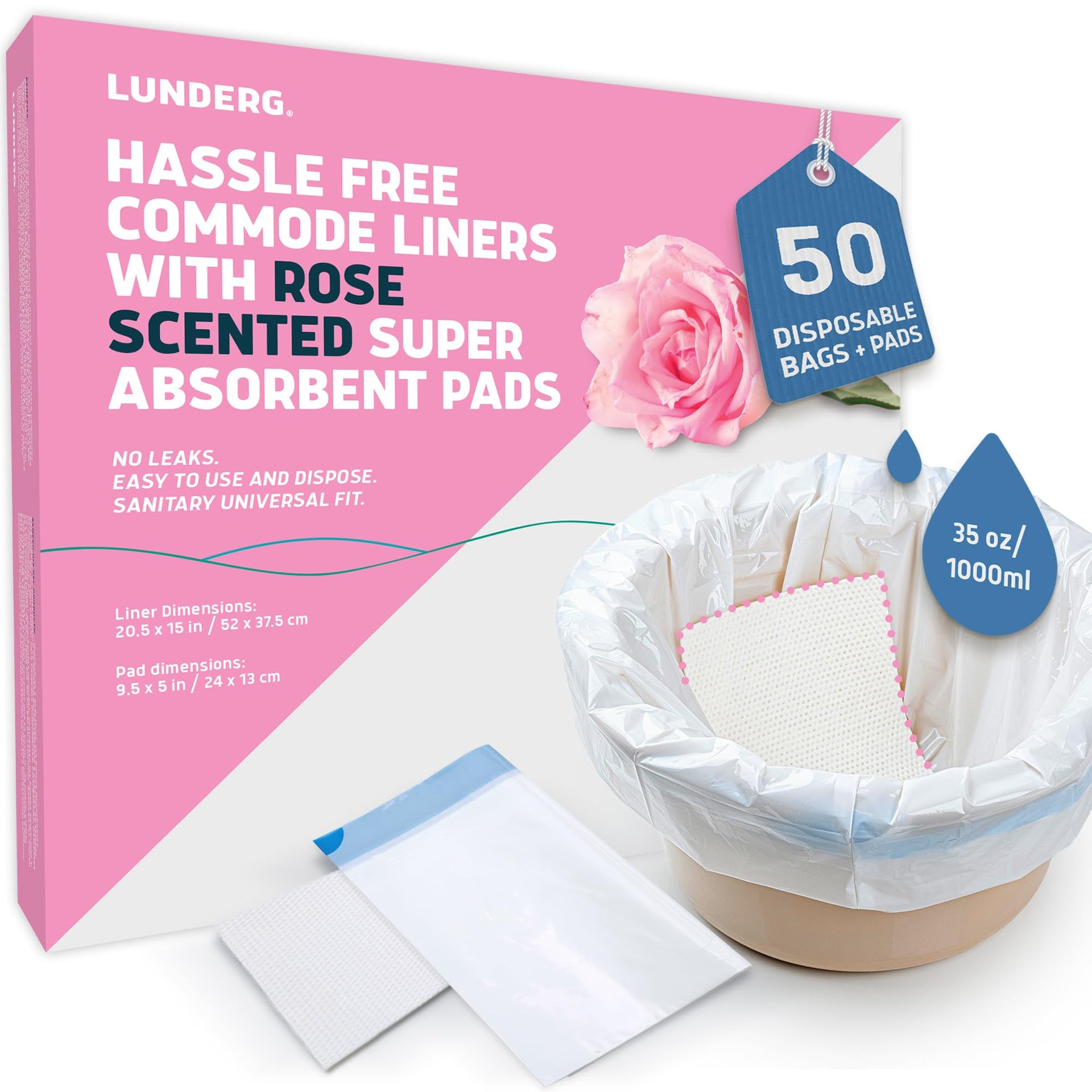 Commode Liners & Absorbent Pads (50 Count)