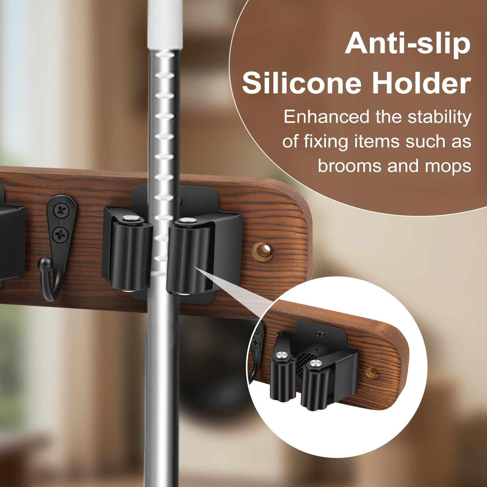 Broom Holder Wall Mount With Vacuum Cleaner Holder