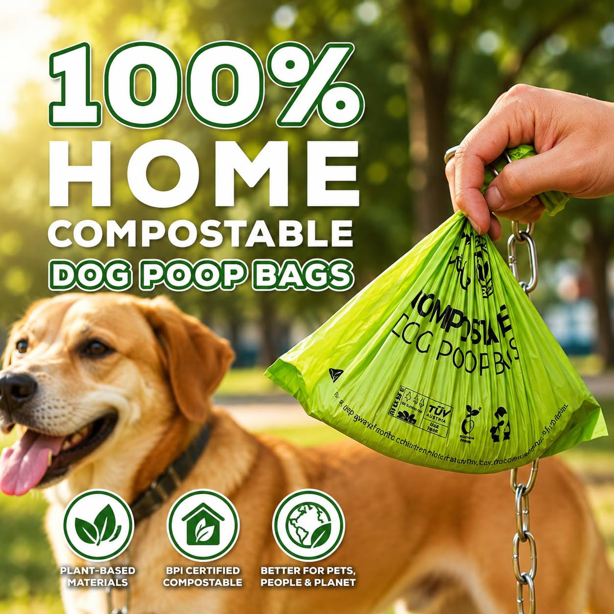 100% Certified Home Compostable Dog Poop Bags (135 Count)