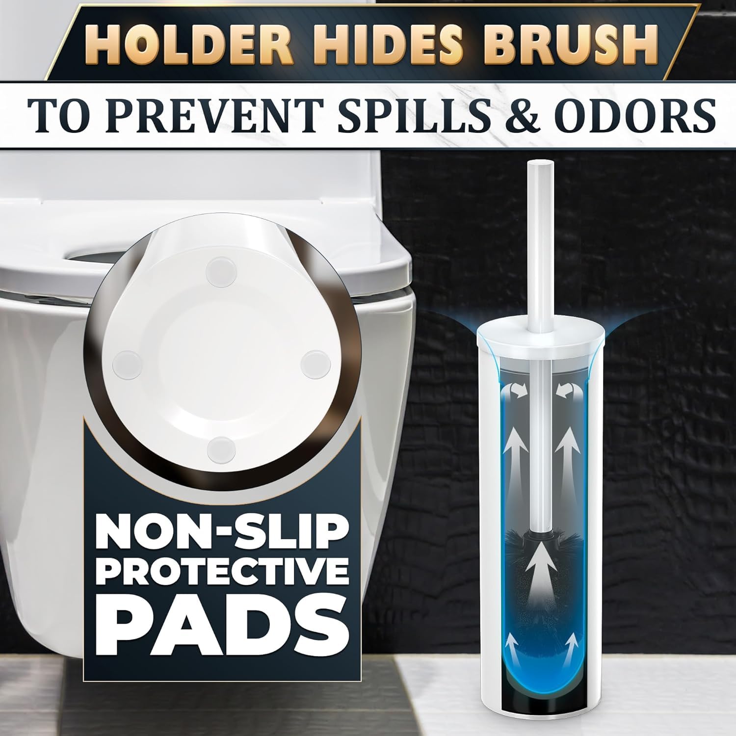 2Pcs Stainless Steel Toilet Brush and Holder Set (2 Count)