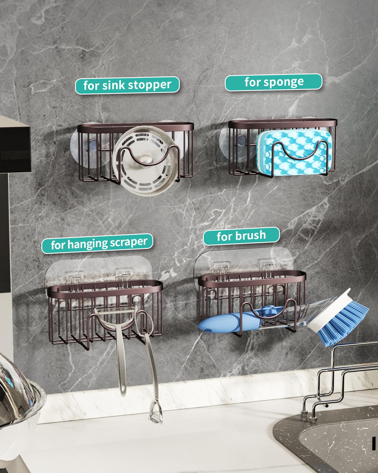 Multifunctional Sponge Holder for Kitchen Sink with Unique M