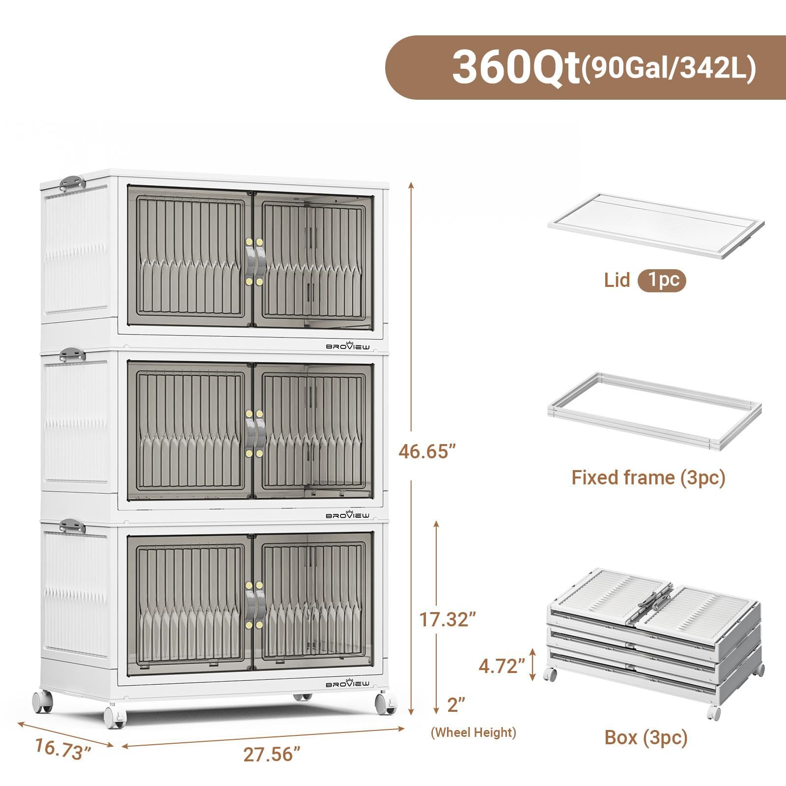 360Qt Stackable Storage Bins with Lid (3 Count)