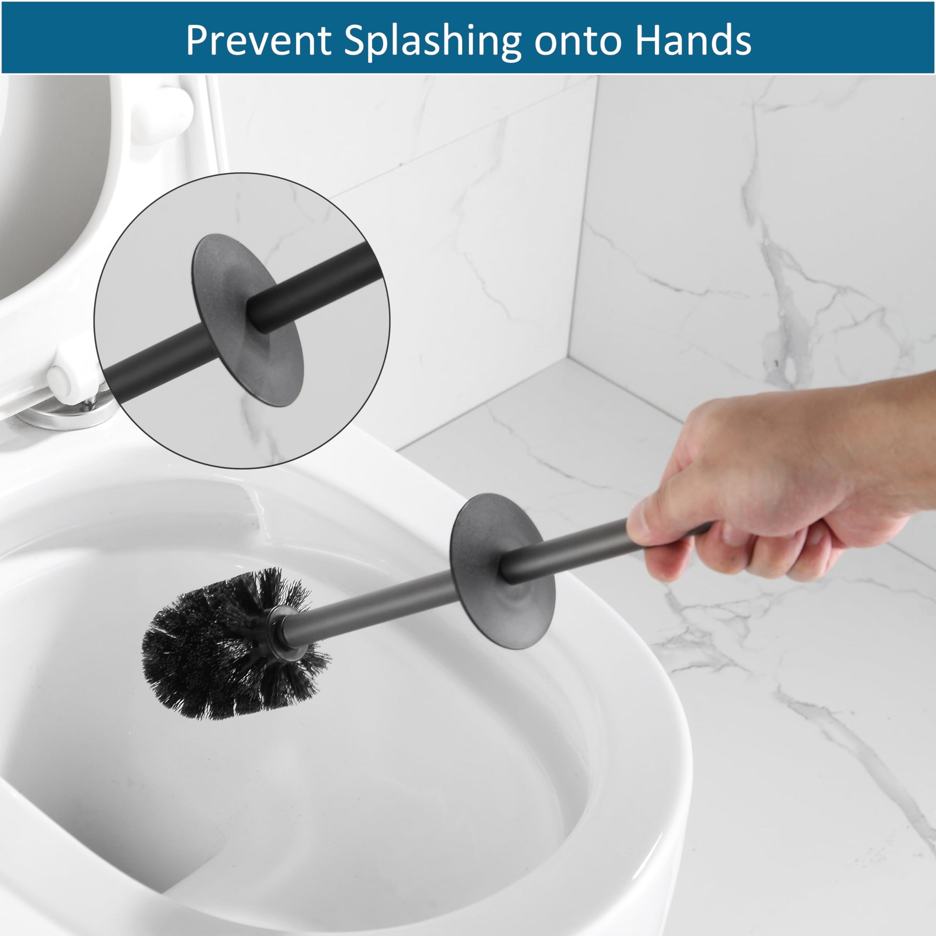 Toilet Brush and Holder Set Black Freestanding for Bathroom