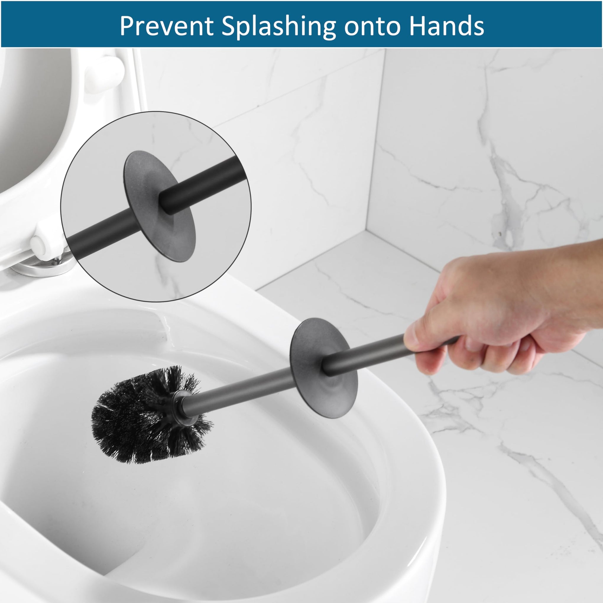Toilet Brush and Holder Set Black Freestanding for Bathroom