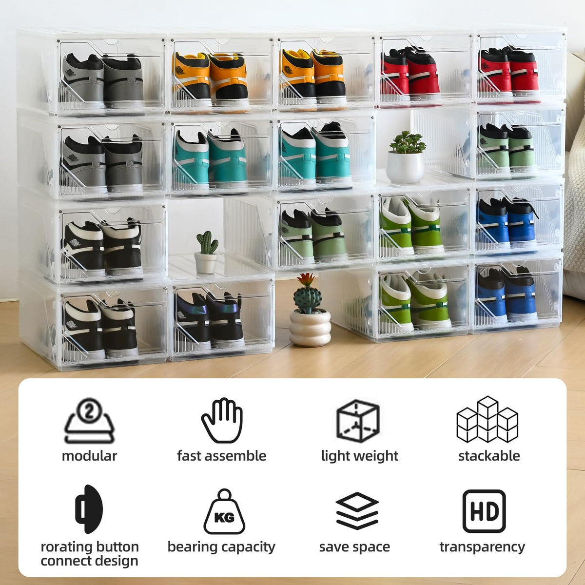 Large Shoe Boxes Clear Plastic Stackable