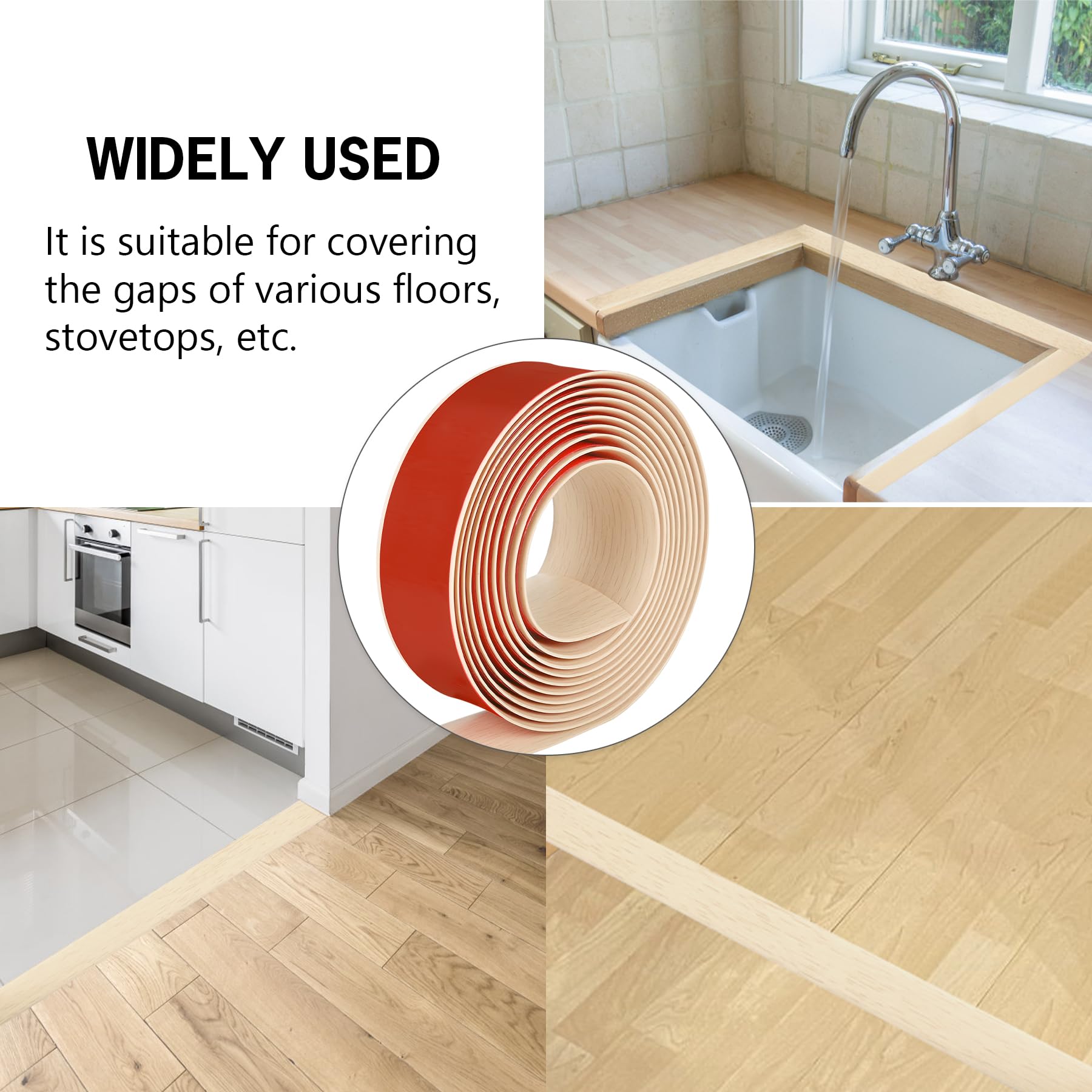 5Ft Floor Transition Strip Self Adhesive Vinyl Cover Floor Strip Flat Divider Transition Strip Wood Grain Design for Laminate Floor Gaps and Doorway Transitions