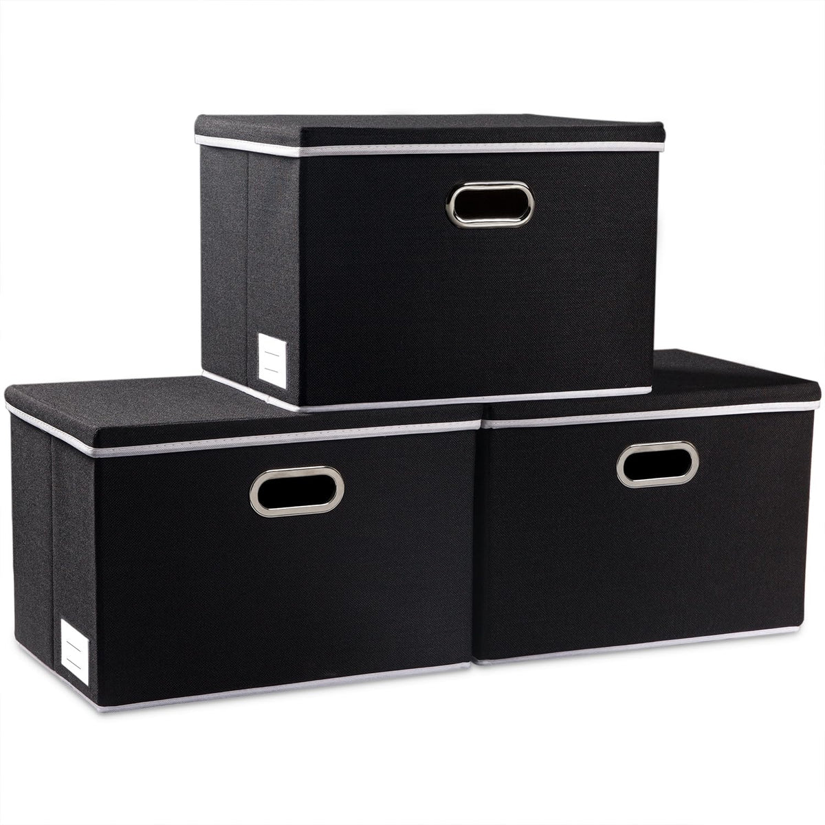 Large Foldable Storage Boxes with Lids [3 (3 Count)