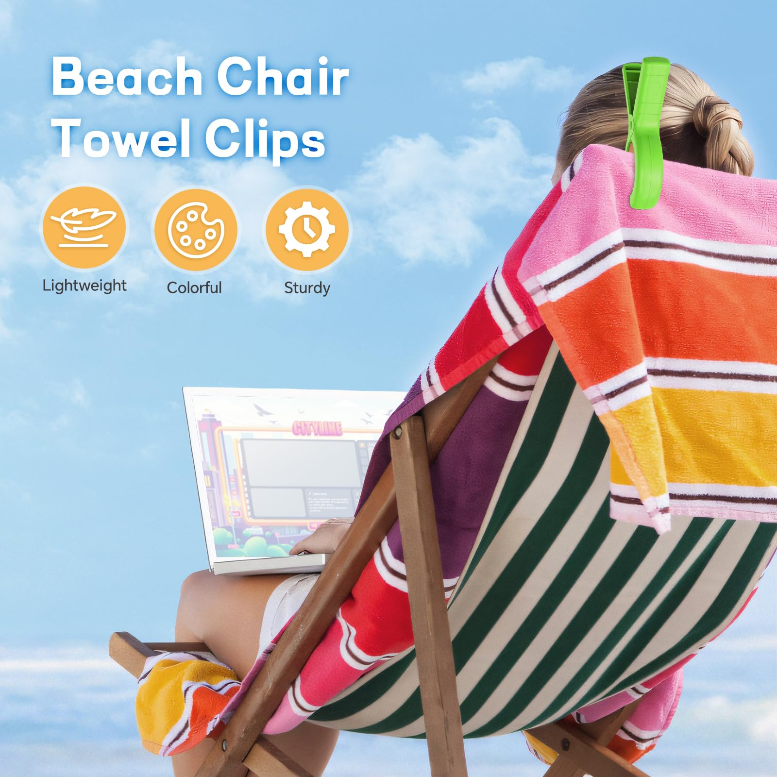 12 Pcs Beach Towel Clips for Beach Chairs (12 Count)