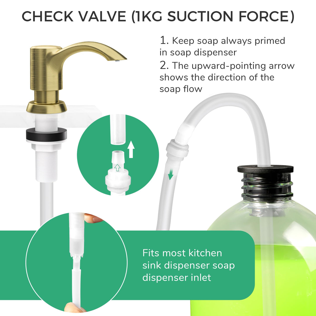 Built in Kitchen Sink Soap Dispenser with Extension Tube Kit