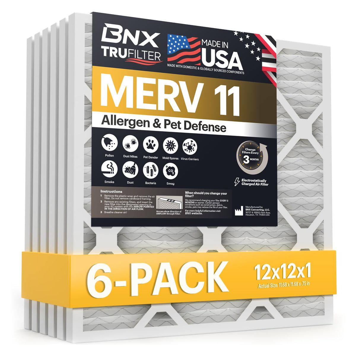 TruFilter 12x12x1 Air Filter MERV 11 (6 Count)