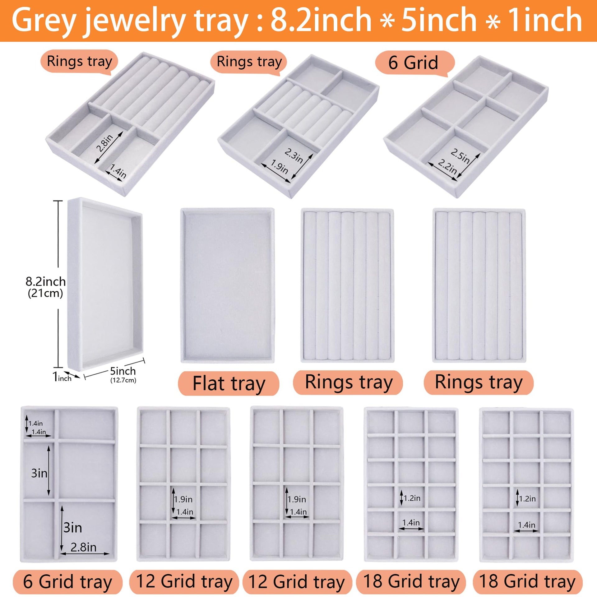 12 Set Jewelry Tray Velvet Jewelry Drawer Organizer Necklace Bracelet Display Tray for Earring (12 Count)